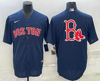 Mens Boston Red Sox Big Logo Navy Blue Stitched MLB Cool Base Nike Jersey->boston red sox->MLB Jersey